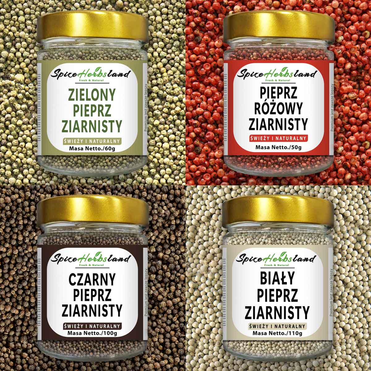 Kolekcja pieprzu - zestaw 4 sztuk